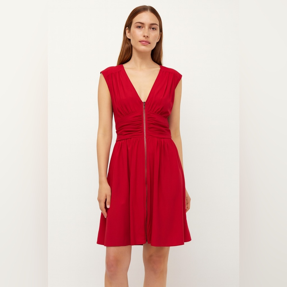 Ark & Co Red Ruched V-Neck Mini Dress size M